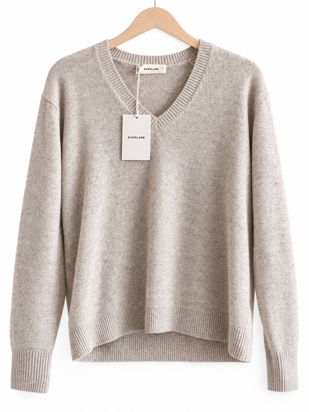 Everlane The Cashmere Relaxed V-Neck 100% Cashmere Sweater Canvas XS NWT